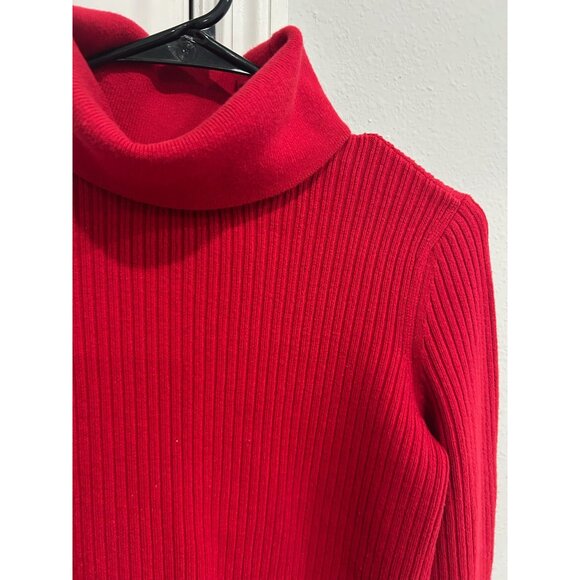 Talbots Red Ribbed Turtleneck Pullover Sweater Sz Small Cozy Knitwear Staple - Picture 5 of 11